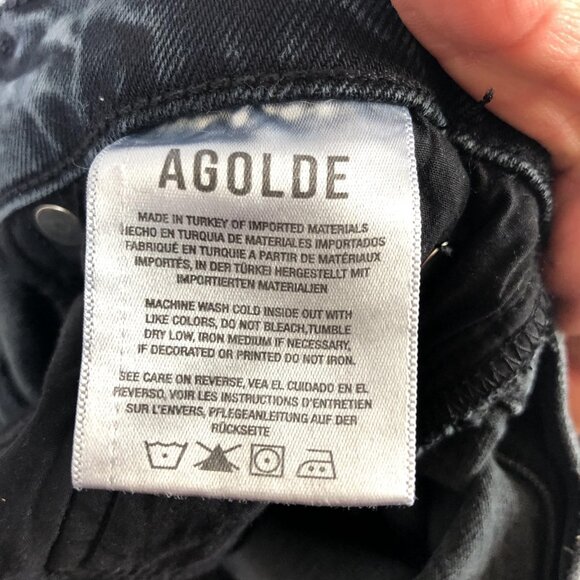 Agolde Jeans Womens 29 Black Charcoal Skinny Ankle Raw Hem Distressed Denim - Picture 7 of 16